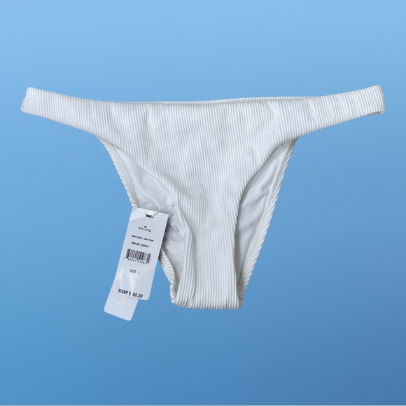 PilyQ White Pearl Ribbed Basic bikini bottom NWT - Picture 3 of 7